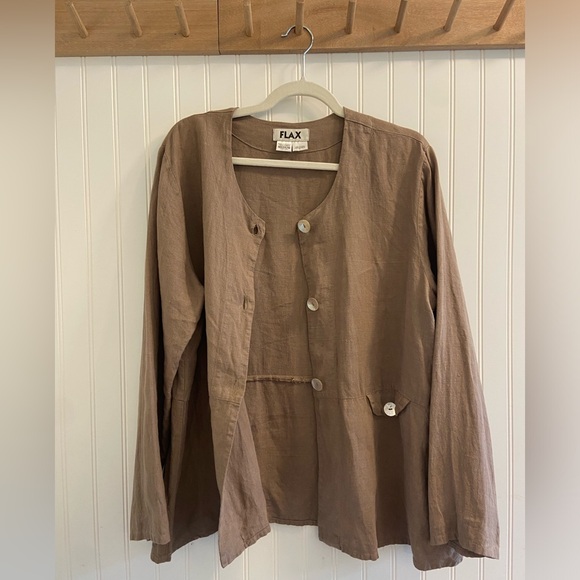 Flax Linen Jacket light brown size Medium - Picture 8 of 9